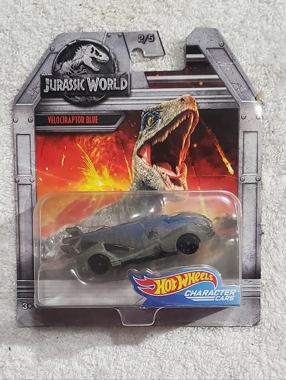 Hot Wheels Jurassic World Velociraptor Blue Character Car - Blue/Gray